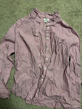 Striped Button-Up Blouse in Purple/Pink and White